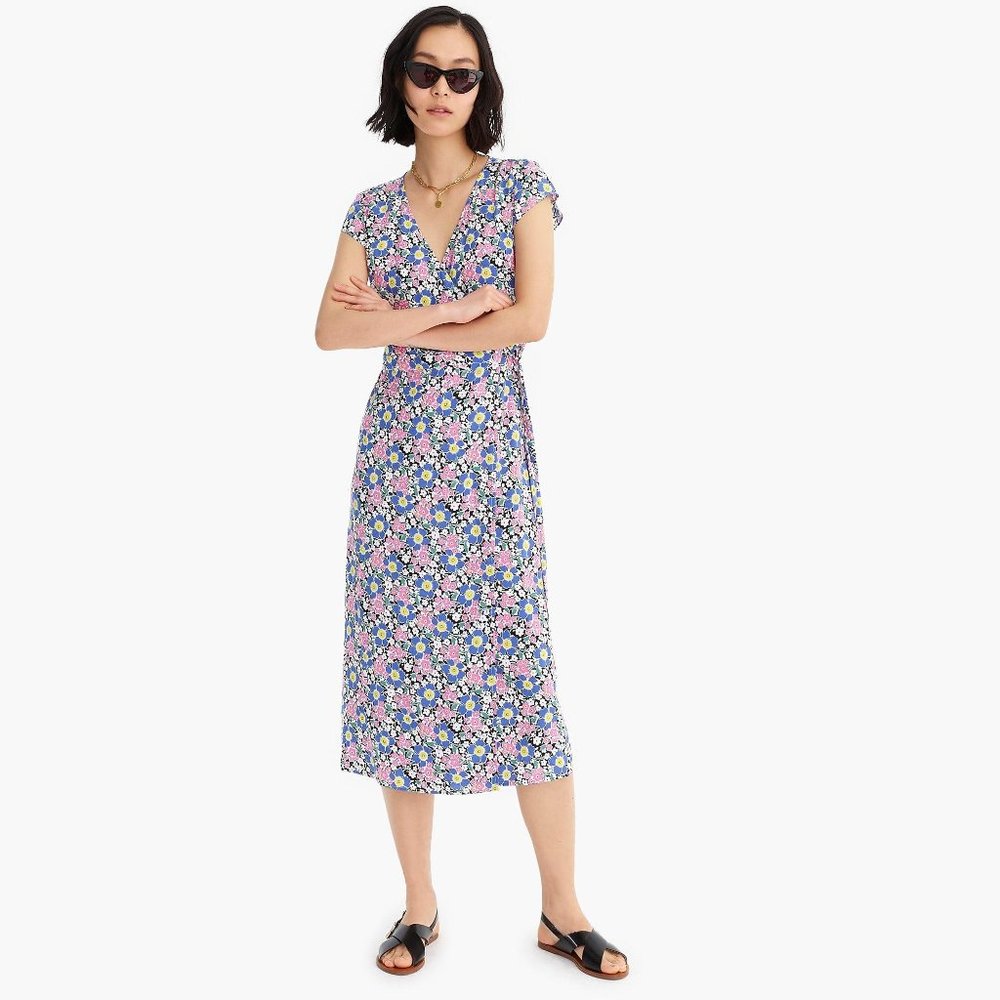 J. Crew Floral Midi Wrap Dress XS